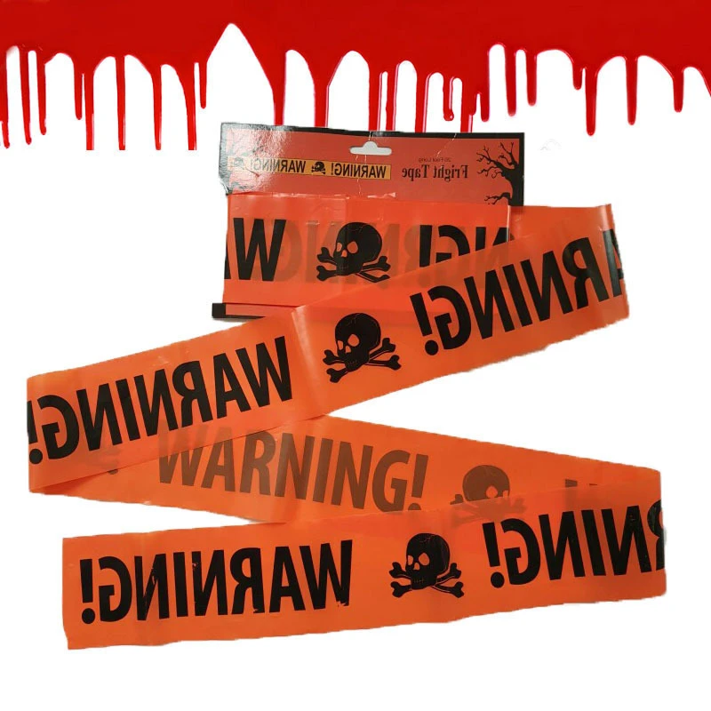 600*8cm Halloween Decoration Warning Tape Sign Halloween Props Window Props Party Danger Warning Line Halloween Decoration