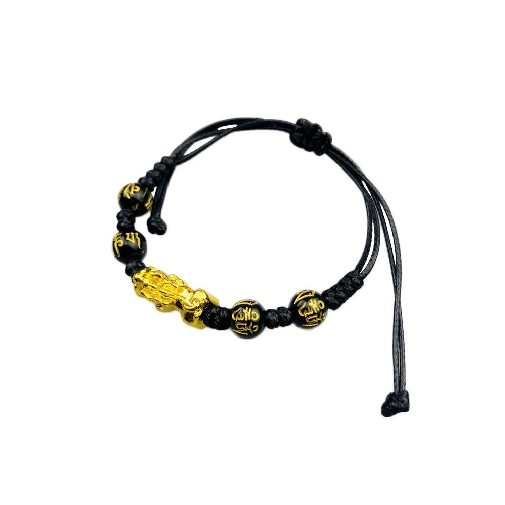 Feng Shui Black Obsidian Bracelet Braided Bracelet Lucky Handmade Wealth Amulet Braided Unisex Gift Decoration
