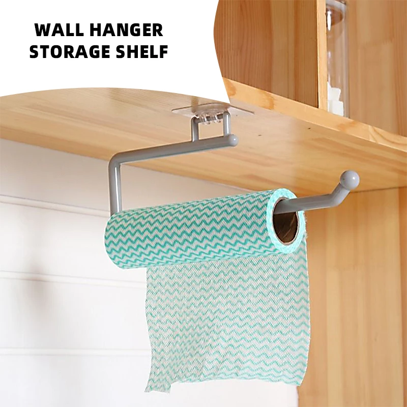Kitchen Paper Roll Holder Towel Hanger Rack Bar Cabinet Rag Hanging Holder Bathroom Organizer Shelf Toilet Paper Holder for Home