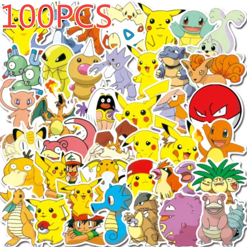 40/50/100 Pcs Pokemons Stickers For Luggage Skateboard Phone Laptop Moto Bicycle Wall Guitar Sticker DIY Waterproof Sticker