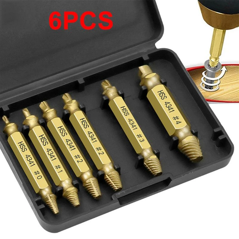 6pcs Damaged Screw Extractor Speed Out Drill Bits Removal Broken Bolt Remover Drop Ship