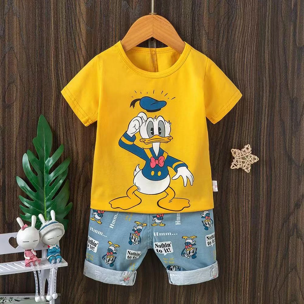 Baby Sleepwear Summer Pajamas Disney Clothing Mickey Mouse Teenage Boy Clothes Shortama Kids Set Marie For Girls Roddler Pjs