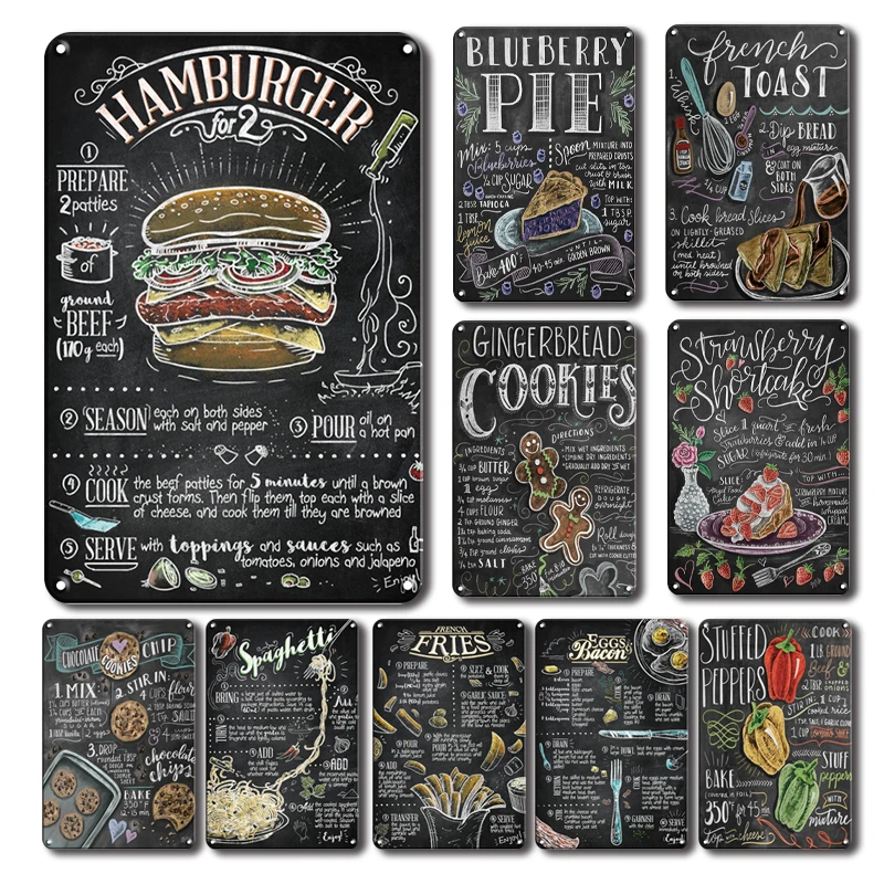 Delicate Fast Food Metal Plate Tin Sign Wall Decoration Restaurant Home Bar Cafe Wall Art Decor Metal Poster Metal Stickers