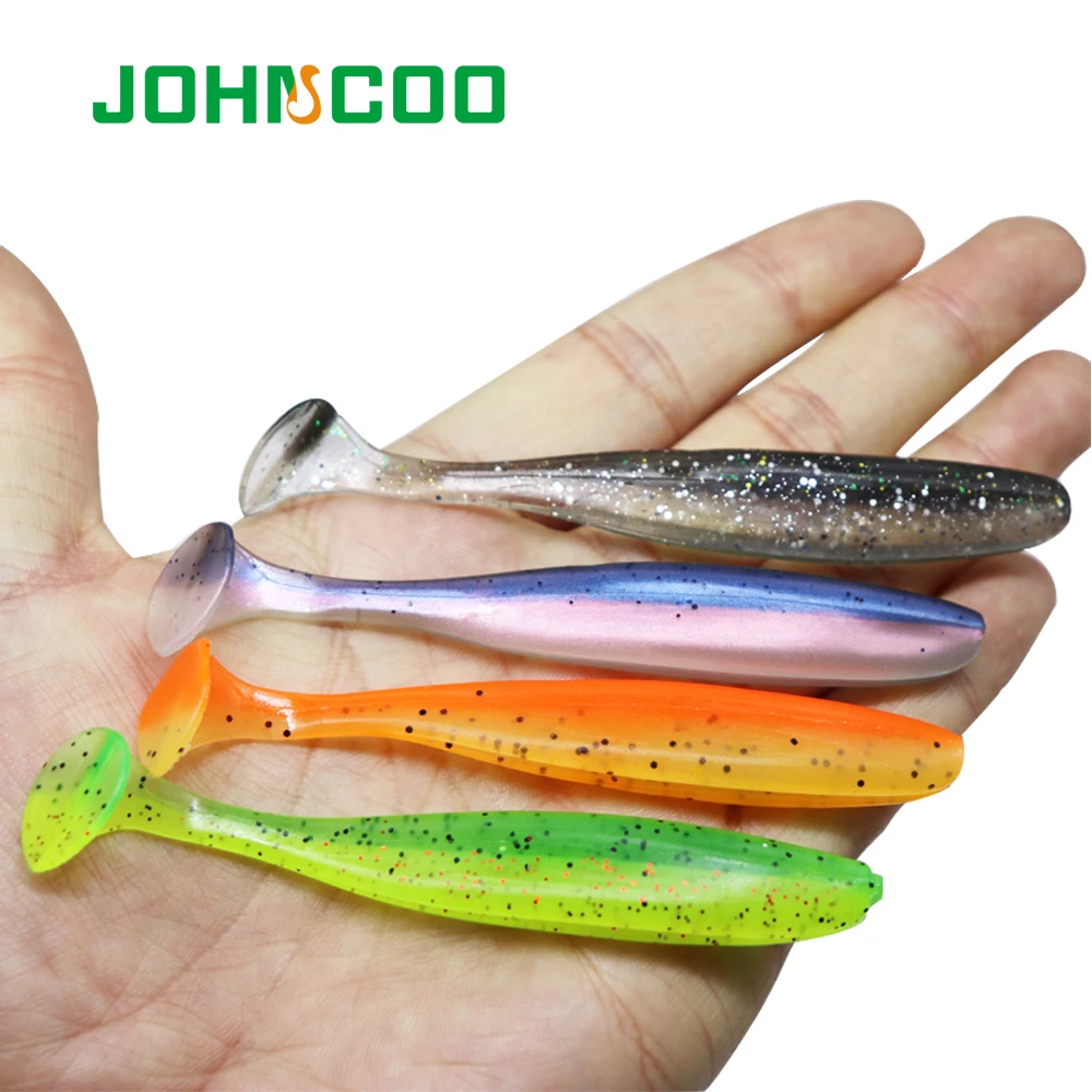 JOHNCOO Easy Shiner Soft Bait Shad Silicone Lure T-Tail Fishing Lure 65mm/1.85g 90mm/4.6g Swimbait Artificial Wobblers Pike Lure