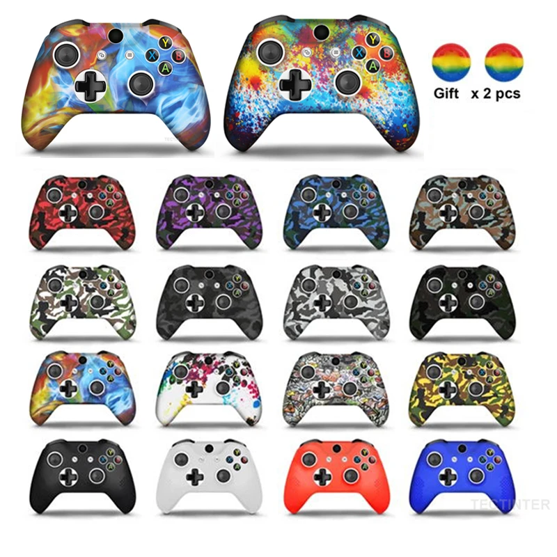 Silicone Case For Xbox One Slim Controller Gamepad Rubber Skin Protective Cover For Xbox One Slim/X Joystick Thumb Grips Caps