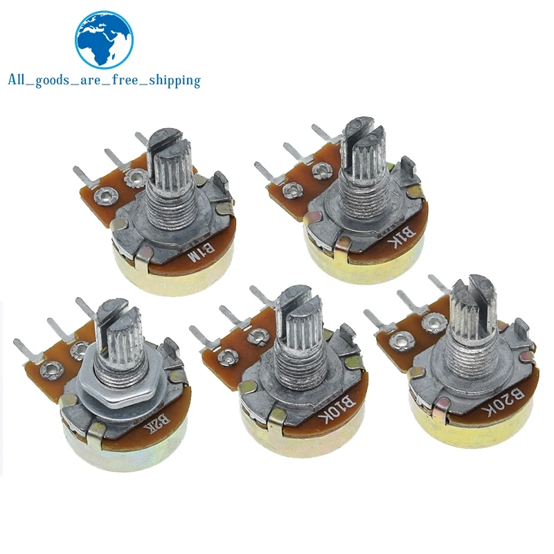 WH148 Linear Potentiometer 15mm Shaft With Nuts And Washers 3pin WH148 B1K B2K B5K B10K B20K B50K B100K B250K B500K B1M