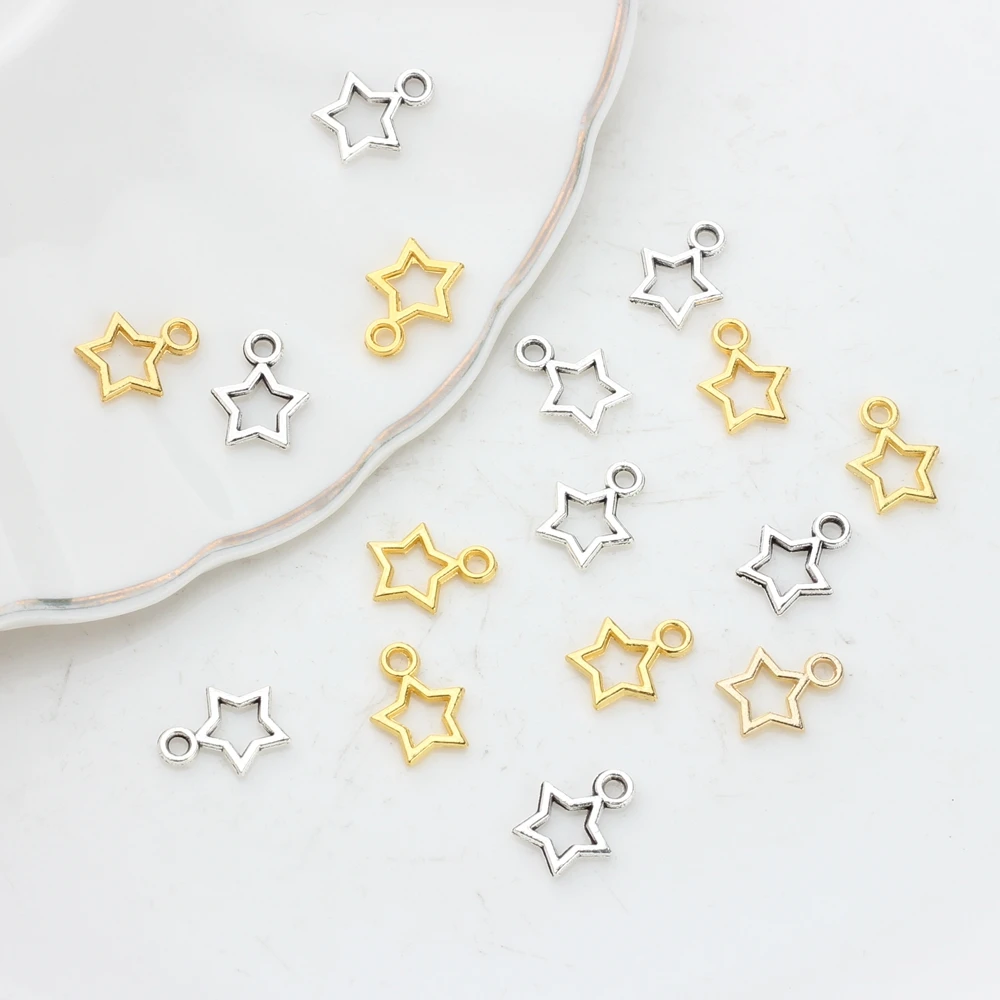 20pcs/lot 9mm Vintage Zinc Alloy Charms Zinc Alloy Gold  Stars Charms Pendants DIY Necklaces Bracelets Jewelry Accessories