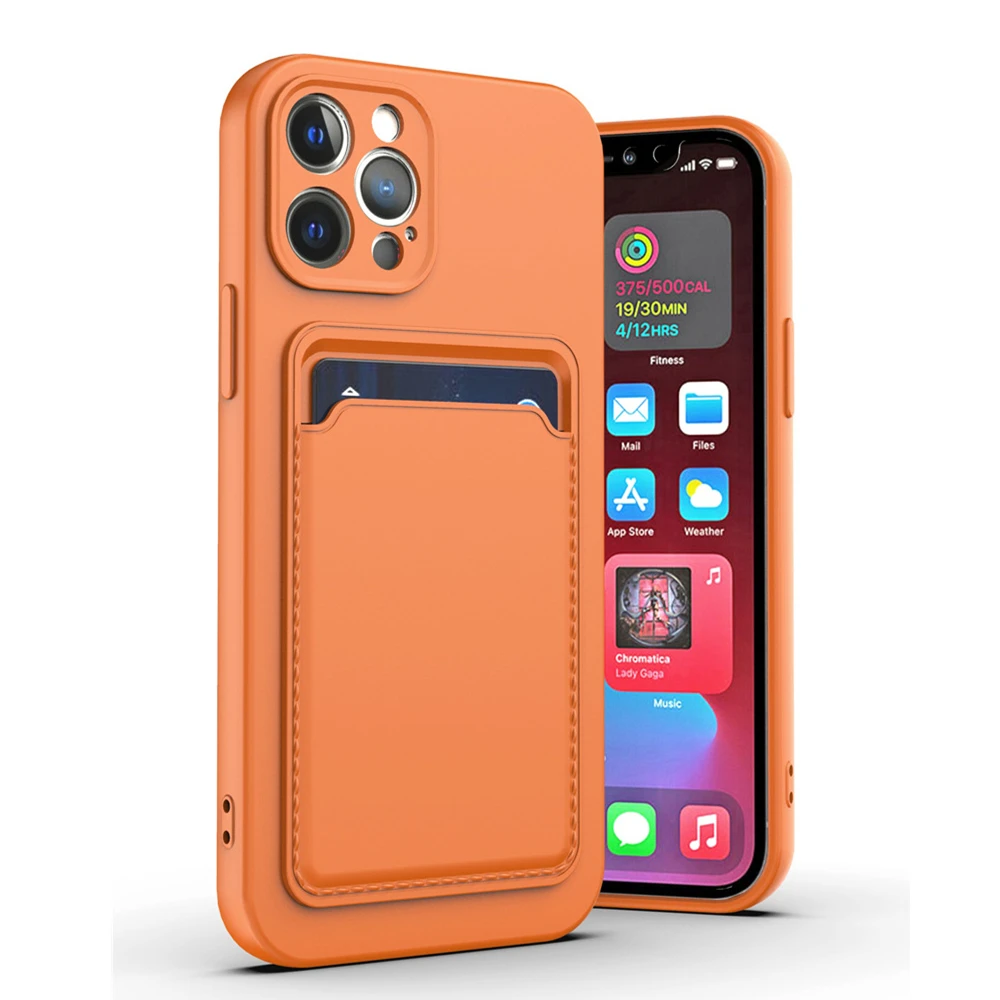 Liquid Silicone Wallet Case for iPhone 12 11 XR 6 6s 7 8 Plus Card Holder Slot Case for iPhone 12 Pro X Xs Max Slim Pocket Cover