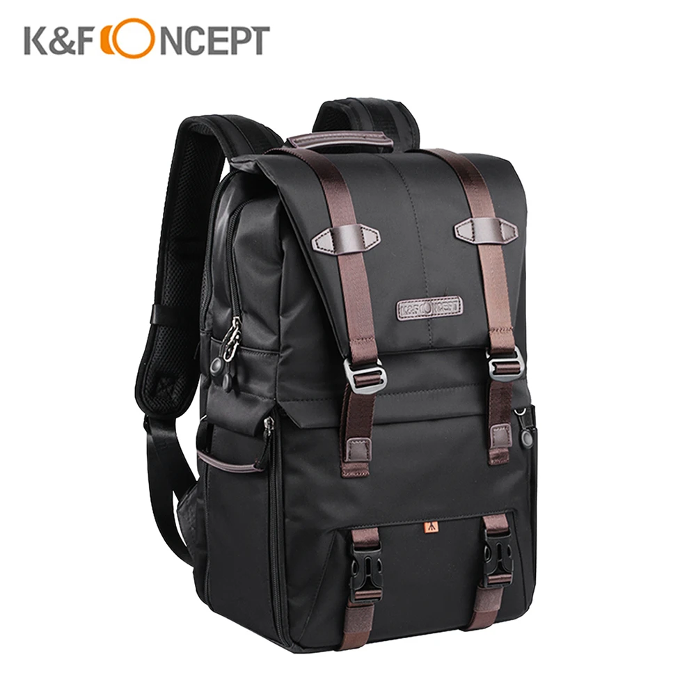 K&F CONCEPT Camera Backpack Photography Storager Bag Side Open Available for 15.6in Laptop with Rainproof Cover Tripod Straps