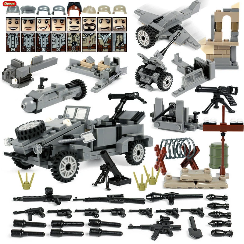 New Arrival WW2 Mini German Army Soldiers Figures Small Building Block Classic Truck Tank Model Block Brick MOC Toy For Kids