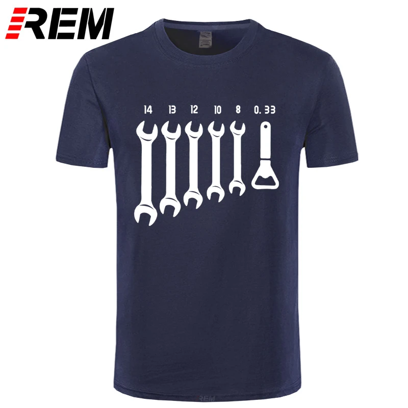 REM Screw Wrench Opener Mechanic T-Shirts Men Car Fix Engineer Cotton Tee Short Sleeve Funny T Shirts Top Tee Men's Clothes