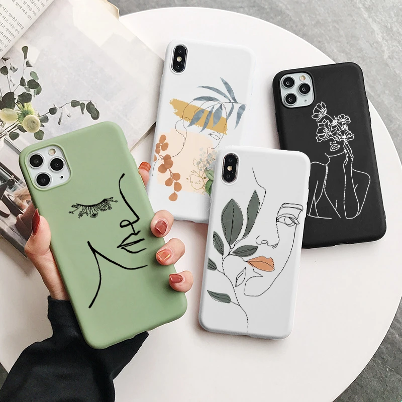 For Samsung Galaxy S21 Ultra S20 FE S9 S10 Plus A11 A12 A21S A31 A10 A30 A20E A40 A41 A50 A51 A70 A71 TPU Art Line Pattern Case