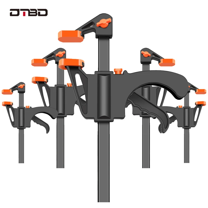 DTBD 4 Inch Clip Quick Ratchet Release Speed Squeeze Wood Working Work Bar F Clamp Clip Kit Spreader Gadget Tools DIY Hand Tool