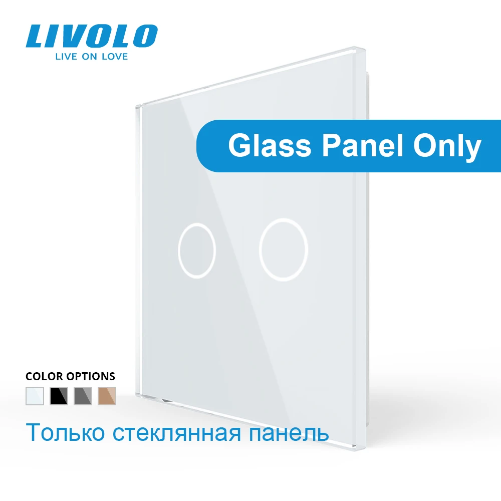 Livolo Luxury White Pearl Crystal Glass, EU standard, Single Glass Panel For 2 Gang  Wall Touch Switch,VL-C7-C2-11 (4 Colors)