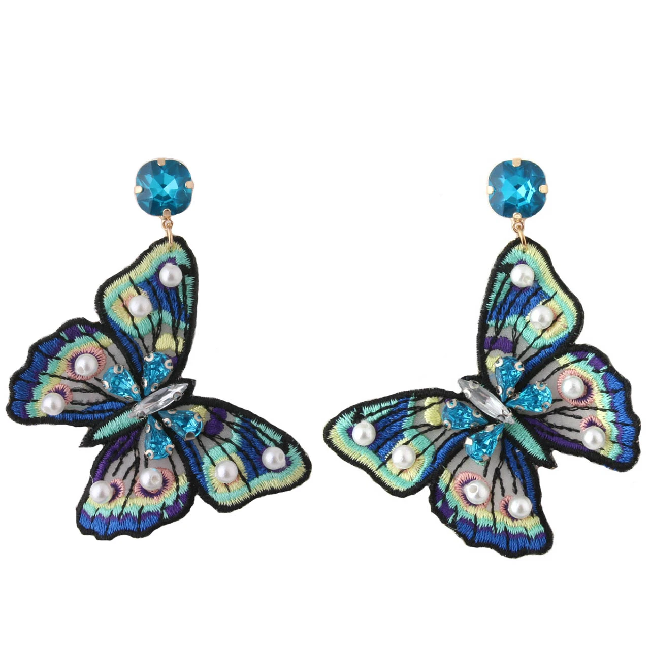 Blue Butterfly Earrings for Women Bohemian National Wind Insect Drop Earring Fashion New Design Earrings Statement Earrings