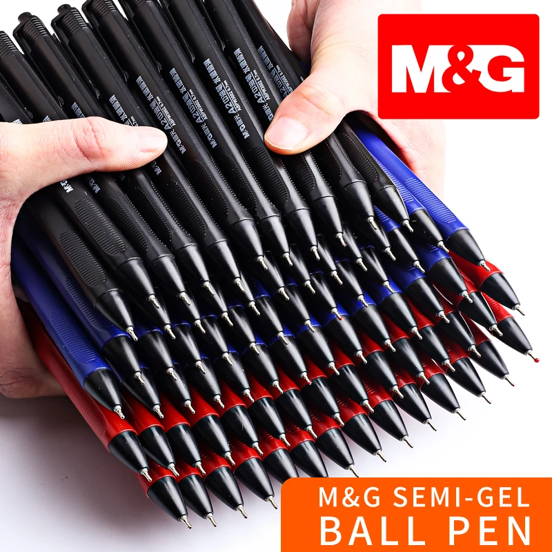 M&G Semi Gel Writing Ball Point Pen 0.7mm Black/Blue/Red Economic Ball Pen for School and Office Gift Supply  Ballpoint