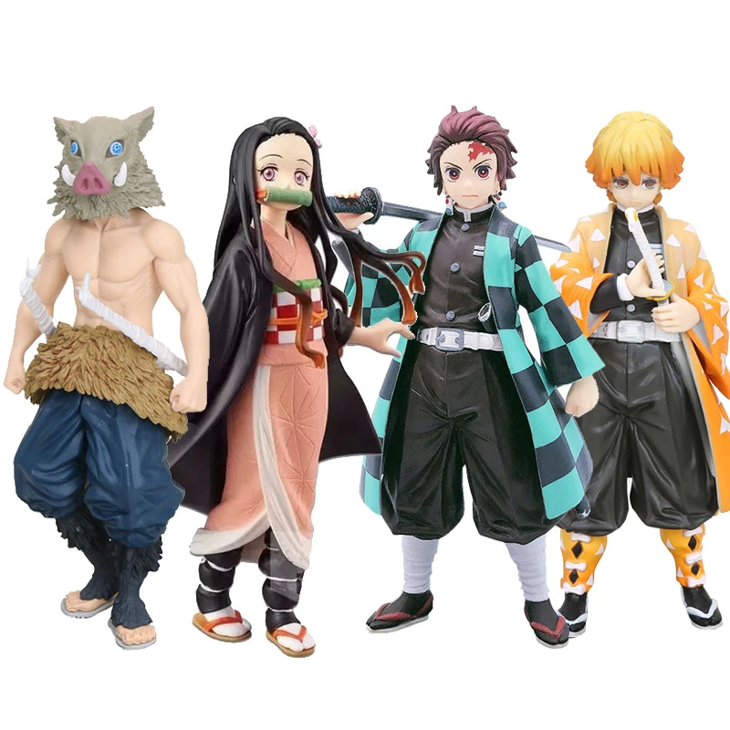 4pcs/set 16cm Anime Demon Slayer Kimetsu no Yaiba Figure Tanjirou Nezuko Kamado Figure Warrior Collectible Christmas Toys