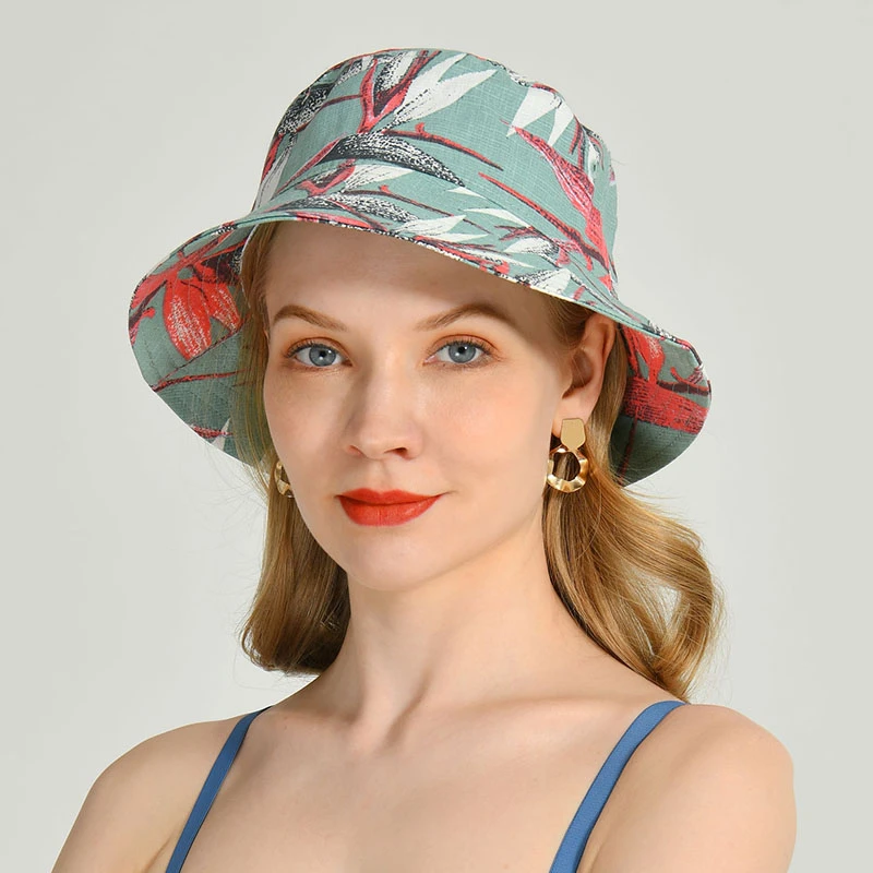 Unisex Cotton Bucket Hats Women Summer Beach Sunscreen Panama Hat Sunbonnet Fedoras Outdoor Fisherman Bucket Cap