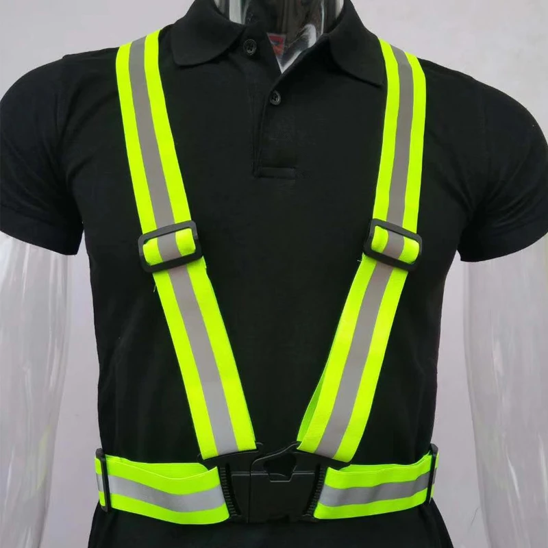 Highlight Reflective Straps Night Work Security Running Cycling Safety Reflective Vest High Visibility Reflective Safety Jacket