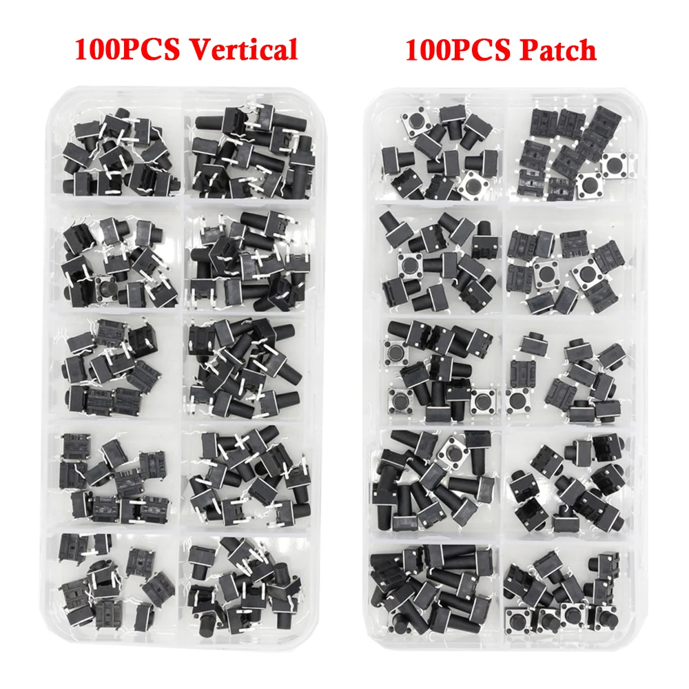 100 PCS Tact Switch Micro Switch vertical / patch 6*6*4.1/4.3/5/6/6.5/7.5/8/9.3/10.5/12mm Micro Push Button Switch Key Switch