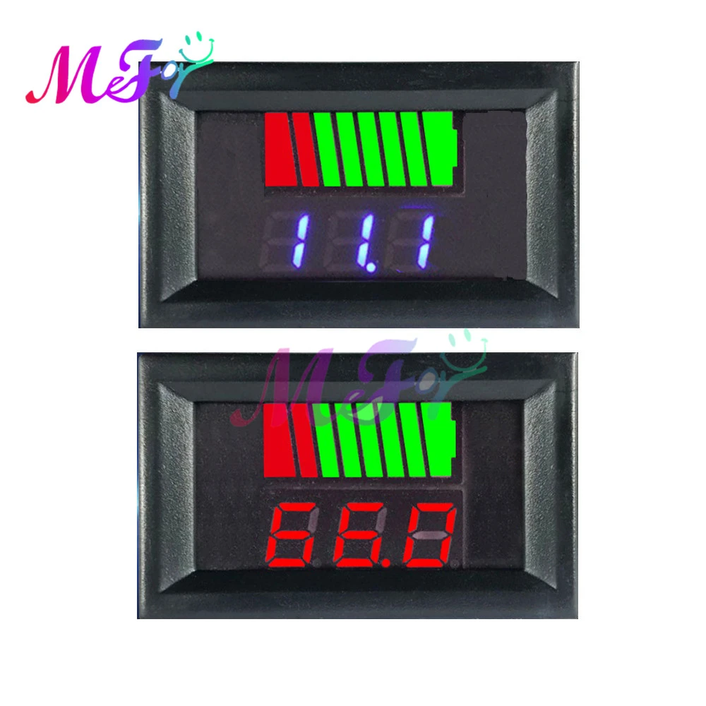 Car Battery Charge Level Indicator 12V 24V 36V 48V 60V 72V Lithium Battery Capacity Meter Test Display LED Tester Voltmeter