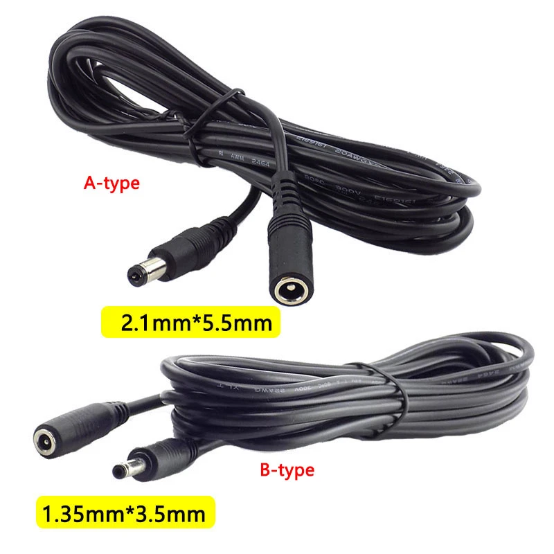 DC Female Male Extension Connector Cable 5V 12V Power Adapter Wire 5.5x 2.1mm 3.5x1.35mm Plug Jack For CCTV Security Camera Line