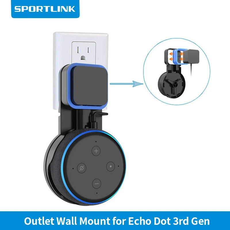 SPORTLINK Bracket For Alexa Echo Dot 3rd Generation Support Outlet Wall Mount Hanger Holder Stand Space Saving Assistants Shelf