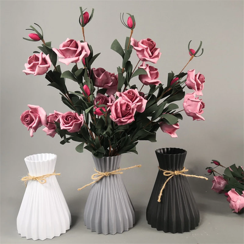 Modern Plastic Vases European Anti-Ceramic Flower Vase Wedding Decorations Rattan-Like Unbreakable Simplicity Basket Arrangement