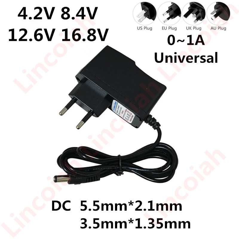 AC 100-240V DC 4.2V 8.4V 12.6V 16.8V 1A 1000ma Adapter Power Supply Charger for 1S 2S 3S 4S 18650 Li-ion Lithium Battery Pack