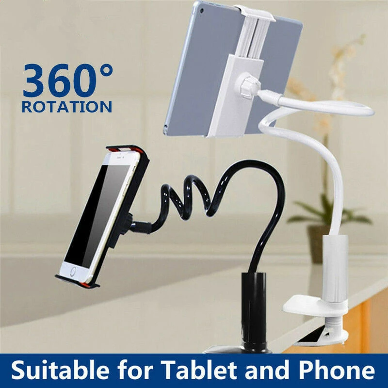 Flexible 360º Lazy Bed Desk Phone Holder & Stands Gooseneck Mount Stand For iPad Android Tablet