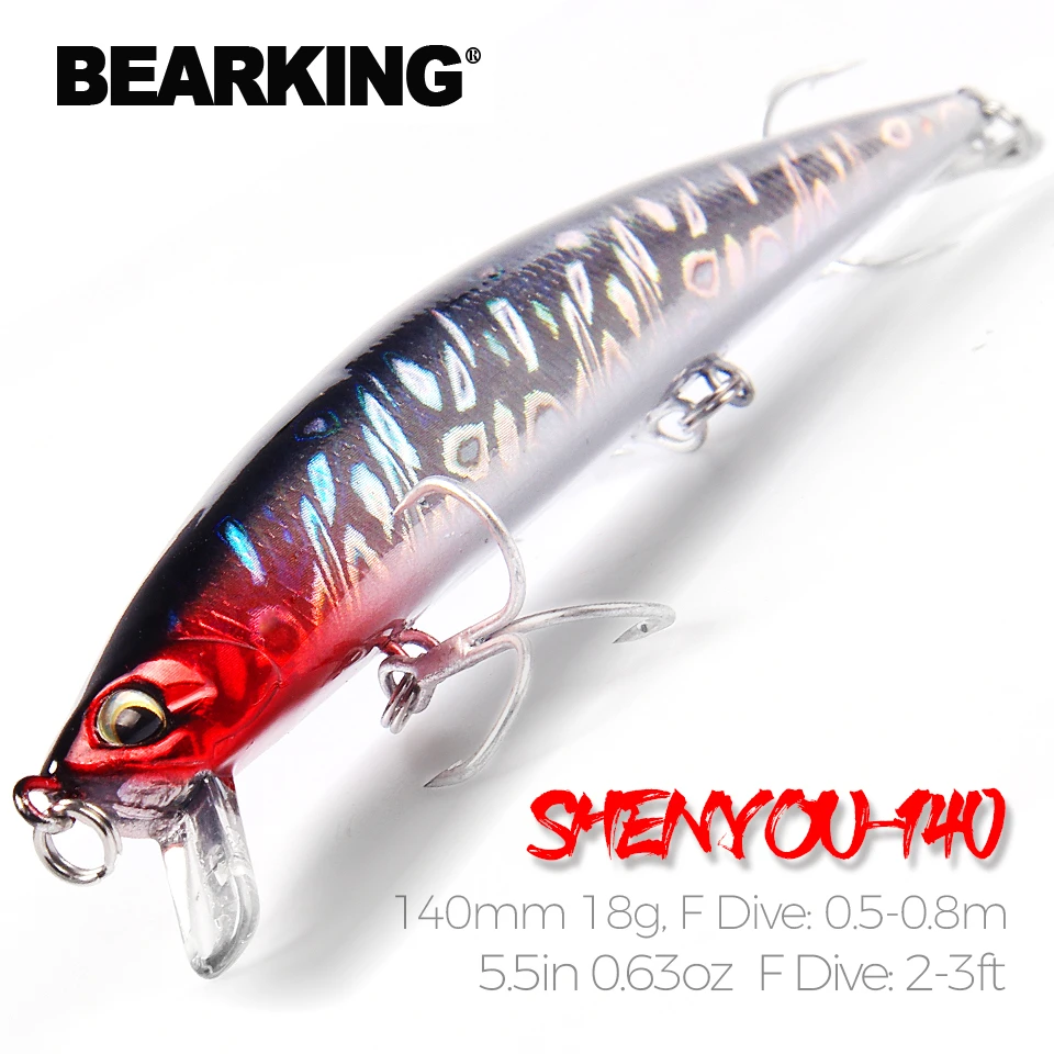 BearKing Retail A+  fishing lures Hot-selling 140mm/18g, slim size minnow crank popper penceil bait good quality