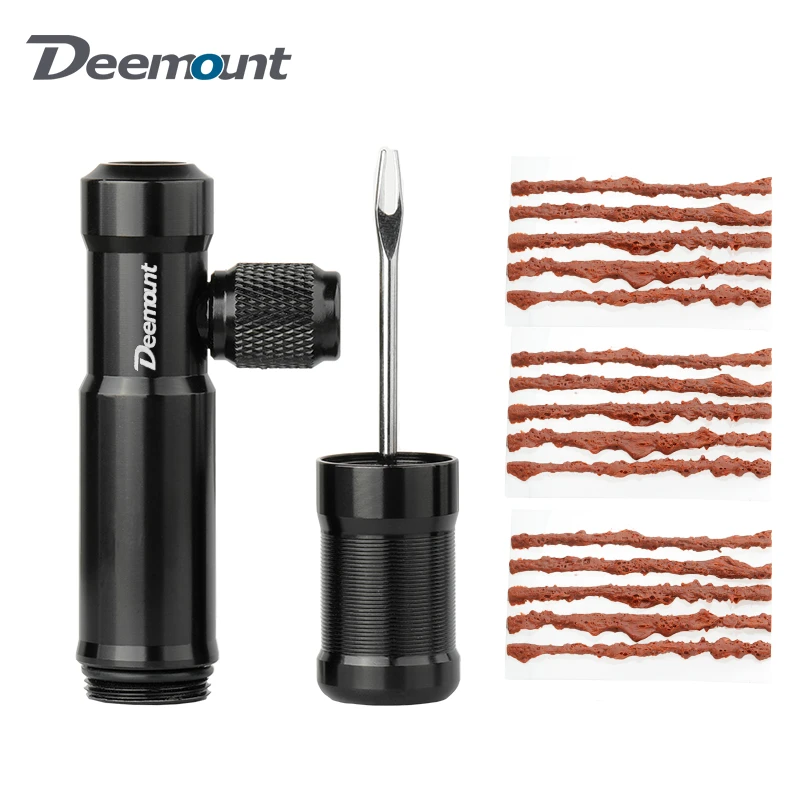 Deemount TOL-171 Bicycle Tubeless Tire Puncture Service Tool W/ 15 Stripes Fits Threaded CO2 Cartridge Inflate Presta Schrader