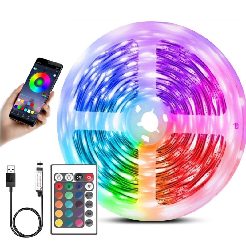 LED Strip Light Flexible Lamp RGB 5050 Bluetooth Remote 3 Key Control USB DC5V TV Backlight  Fita Luces Party Bedroom Decoration