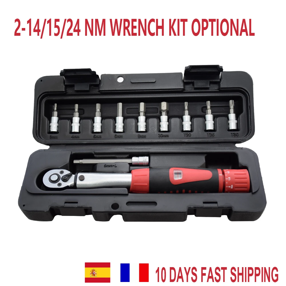 2-24 Nm Torque Wrench Bike Kit Bicycle Repaire Tool Kit Adjustable Hand Wrench Ratchet Mechanical Torque Spanner Tool Set