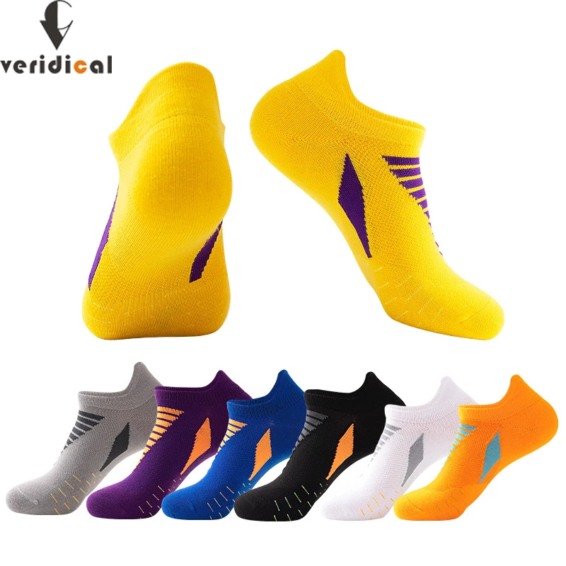 Sport Ankle Boat Socks Pure Cotton Outdoor Basketball Bike Running Football Breathable Non-Slip Colorful No Show Travel Socks