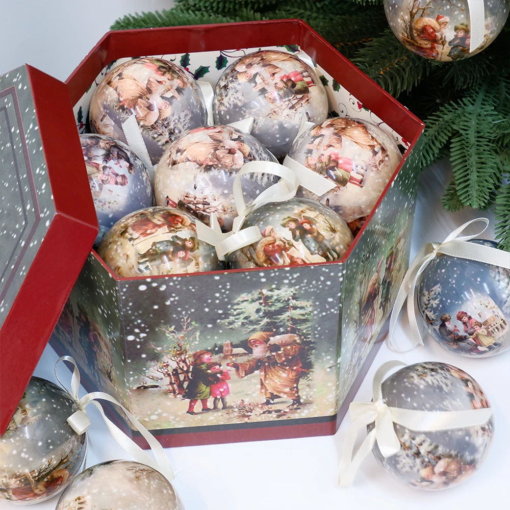 14pcs 7.5cm Christmas Tree Balls Pendant Ornaments Hanging Ball Plastic Decorations Home Holiday Navidad New Year Decor Gift