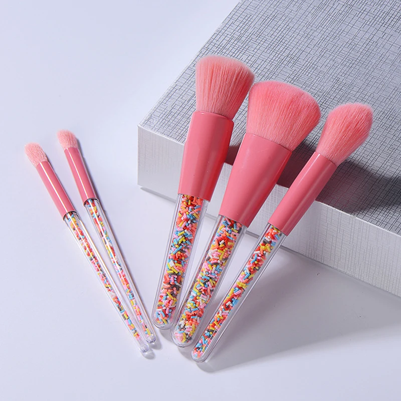 2021 New 5pcs Lollipop Candy Crystal Makeup Brushes Set Colorful Lovely Foundation Blending Brush Makeup Tool maquillaje