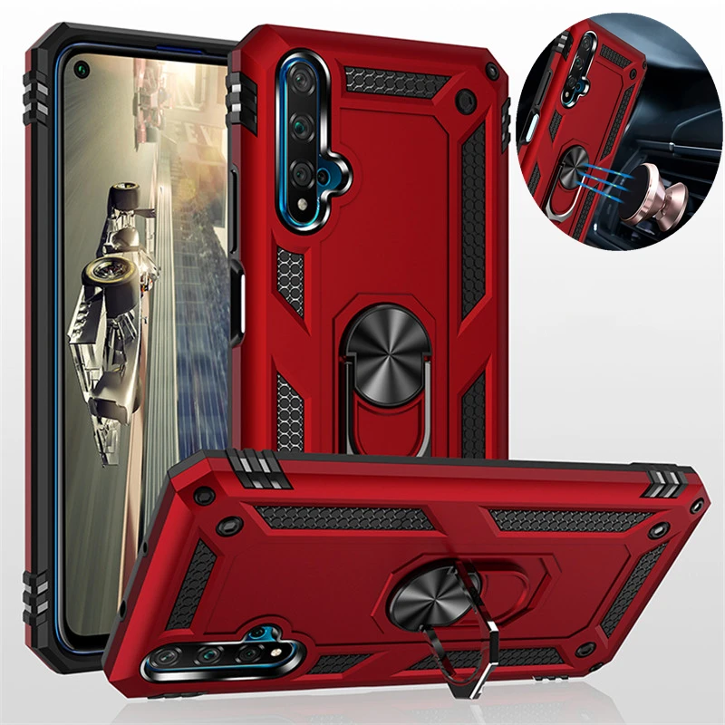 For Huawei Nova 4 5T 5 Pro Case Magnet Car Ring Stand Holder Case for Huawei Honor 20 Soft Silicone Bumper Case