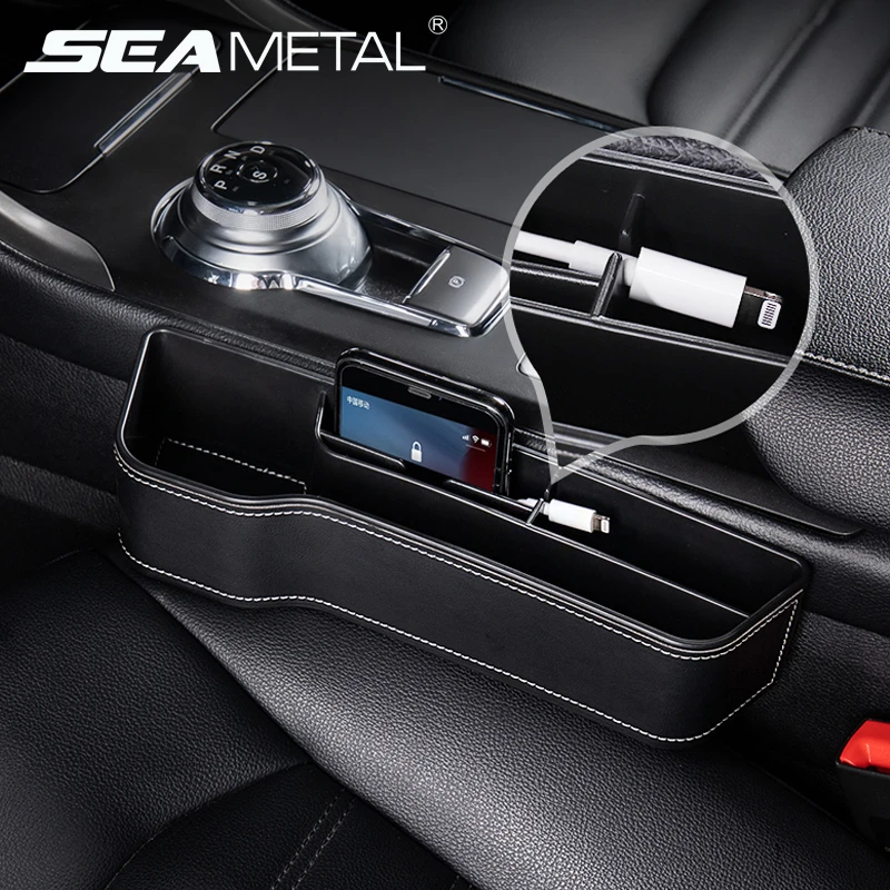 PU Leather Car Seat Gap Box Interior Seat Side Organizer Auto Seat Crevice Storage Munti-functional Pocket Box Auto Accessories