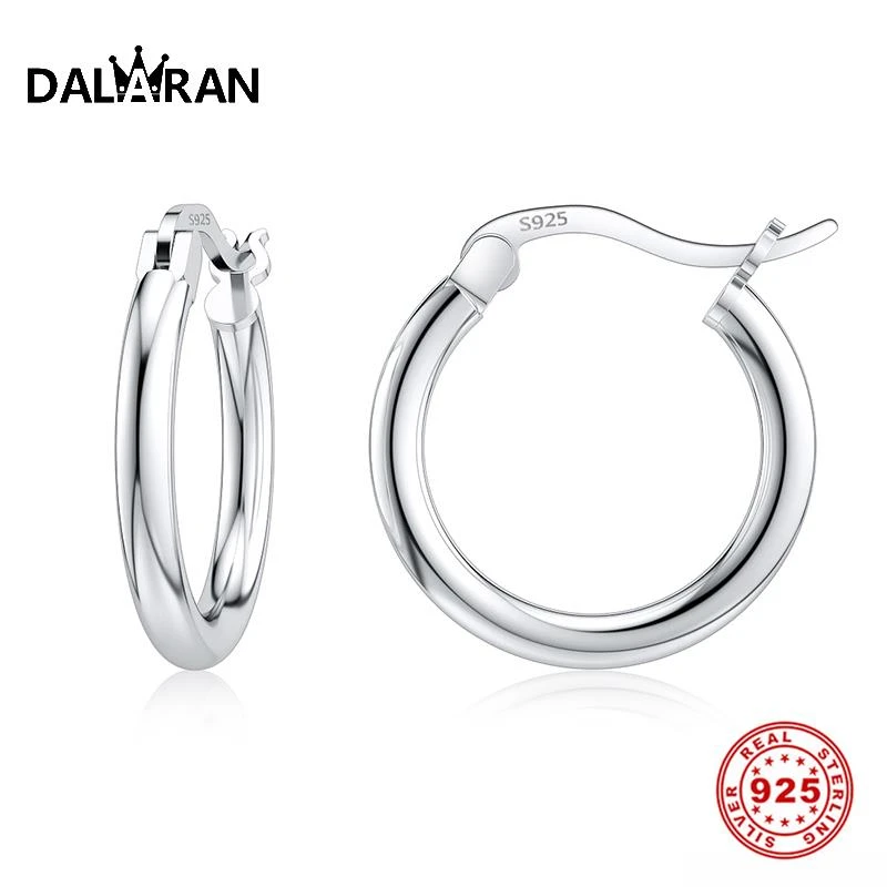 DALARAN 100% 925 Sterling Silver Earrings For Women Men Small Hoop Earrings Simple Round Circle Loop Ear Ring Ear Bone Buckle