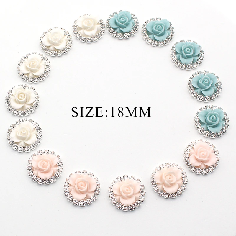ZMASEY Rose Buttons 10pcs/lot18mm SewingflatButtonHandwork Decoration Accessory Round Fitting