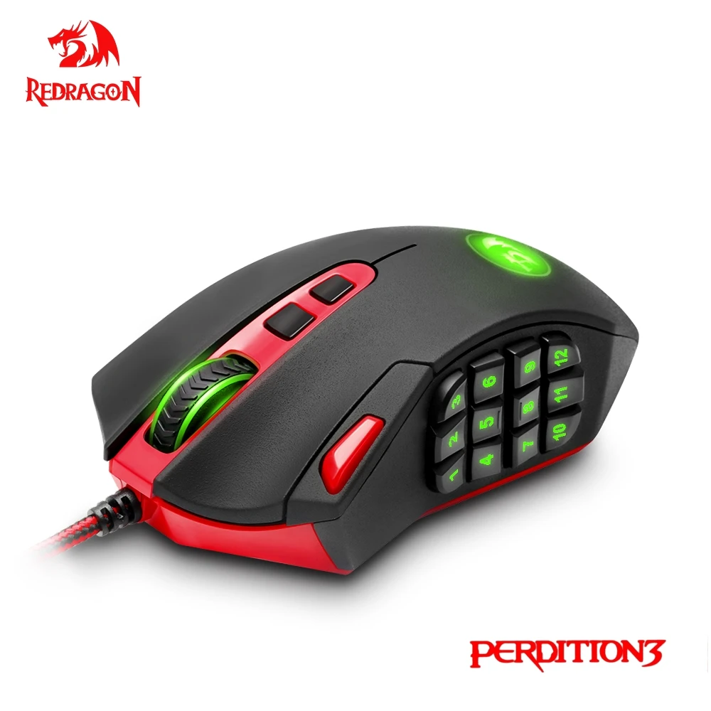 Redragon Perdition M901 USB wired Gaming Mouse 12400DPI 19 buttons programmable game mice backlight ergonomic laptop PC computer