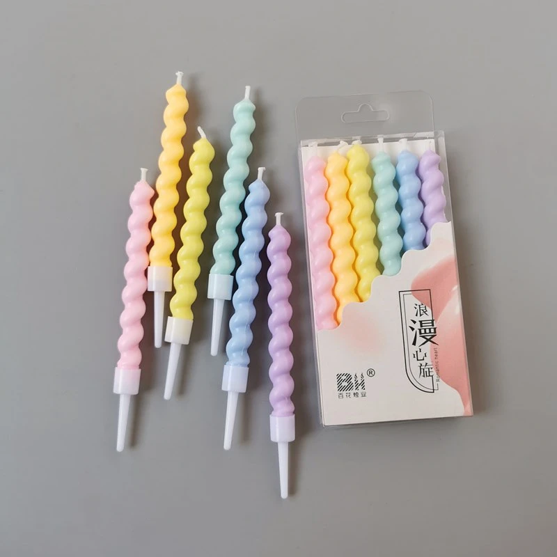 6pcs/set Thread Color Birthday Candles With Stand Cake Candle Party Supplies Wedding Decoration Baby Children Party Atmosphere