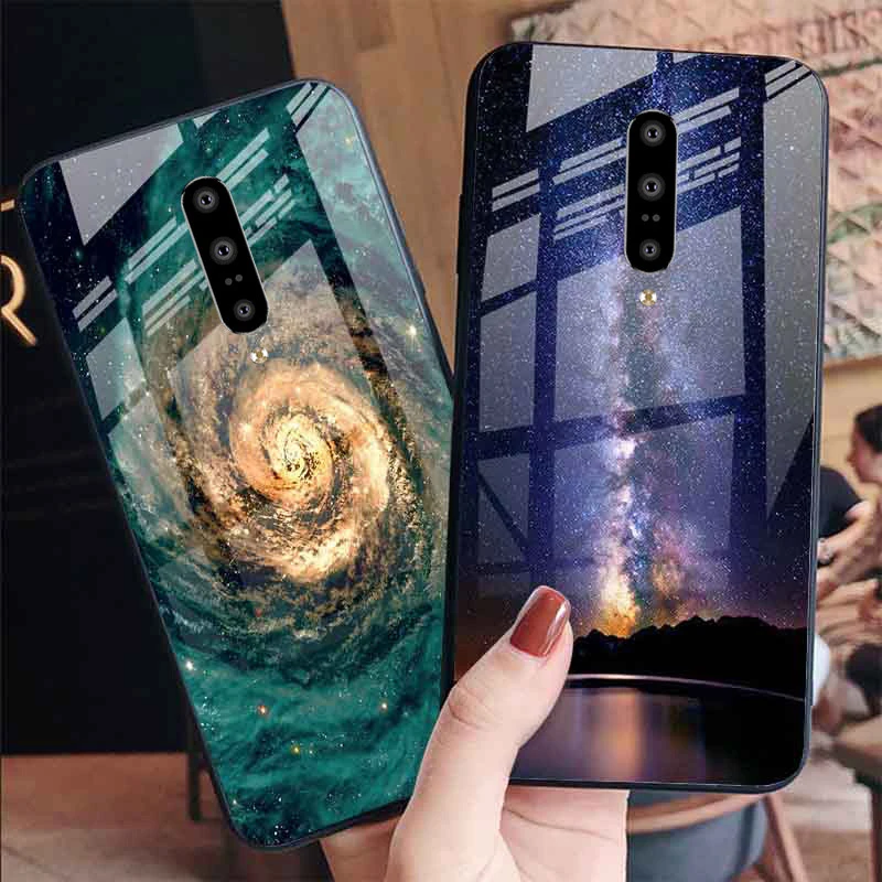 For OnePlus Nord 2 Case Painted Starry Tempered Glass On OnePlus 9 Pro 8T 7T 7 Pro Cases Luxury Phone Cover For One Plus 9 8 Pro
