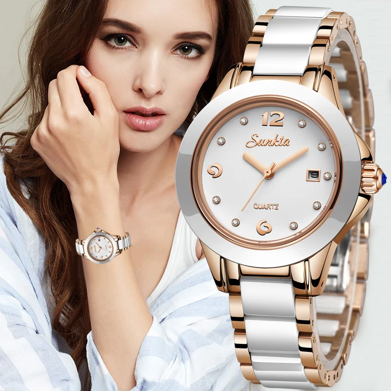 SUNKTA Fashion Women Watches Rose Gold Ladies Bracelet Watches Reloj Mujer 2021 New Creative Waterproof Quartz Watches For Women