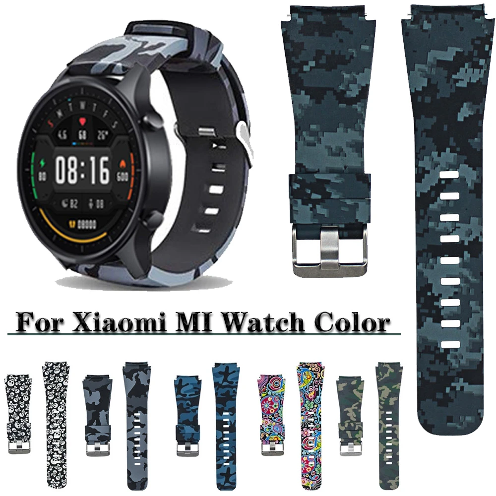 For Xiaomi MI Smart Watch Color Strap Camouflage Pattern Silicone Watchband Wristband Sport Bracelet 22mm Watch band