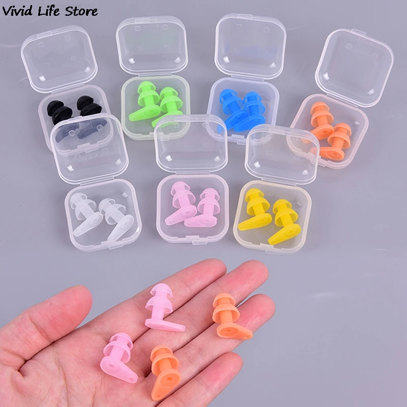 2pcs Soft Anti-Noise Ear Plug Waterproof Swimming Silicone Swim Earplugs For Adult Children Swimmers Diving