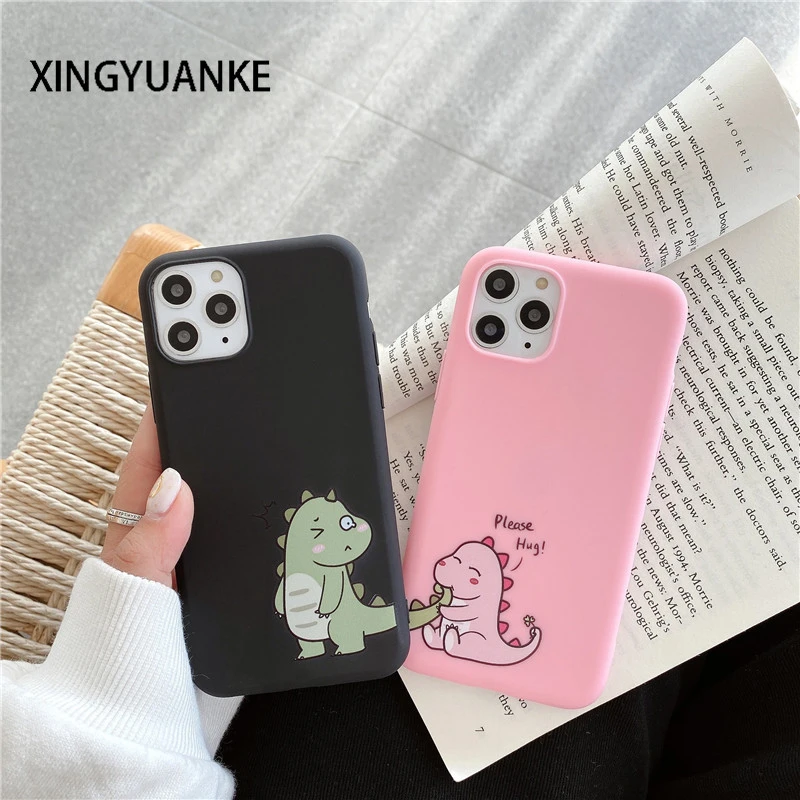 Cute Couples Dinosaur Candy Color Case For Xiaomi Redmi Note 9S 10S 10 9 Pro 8 7 6 5 Pro 8T POCO X3 F3 M3 Soft Silicone Cover