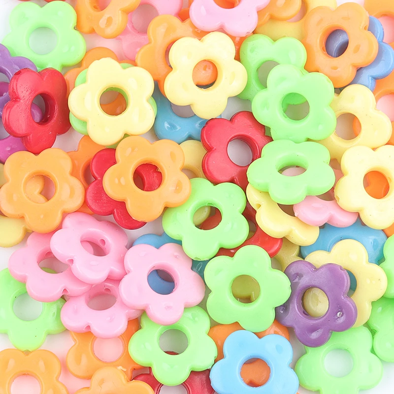 50pcs/lot Colorful Flower Spacer Beads For Handmade DIY Necklace Bracelet Jewelry Making Supplies Loose Beads Wholesale