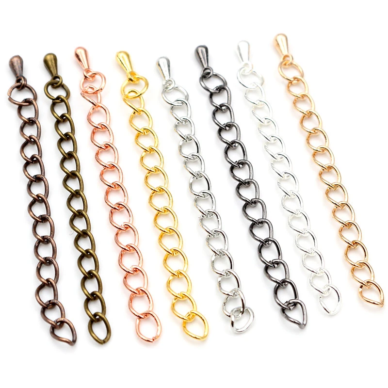 20pcs/lot 50mm/70mm 5*4mm Tone Extended Extension Tail Chain Necklace Tail Chain Connector Findings For Bracelet Base Tray